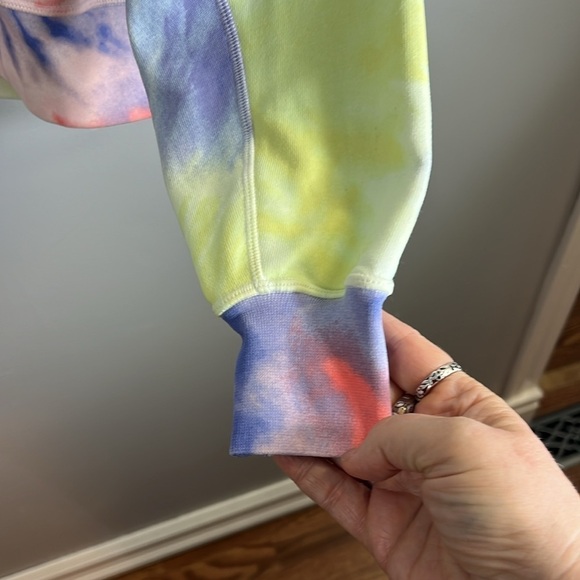 Nike Women’s Tie-Dye Crop Hoodie Pullover Sweatshirt Multicolor Pastel Logo Sz S - Picture 4 of 11